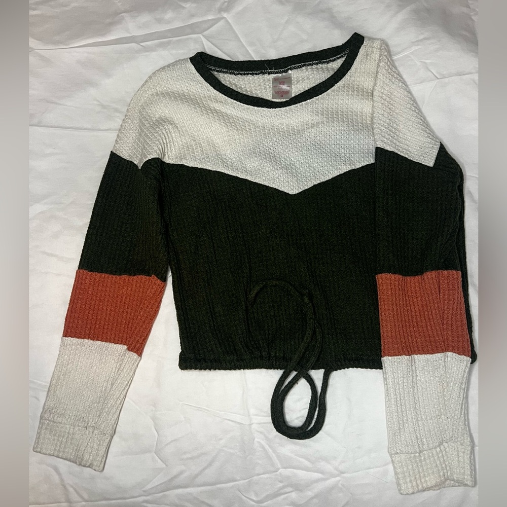 No Boundaries Green, White, and Pink Knit Top